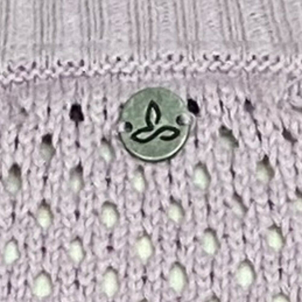 Prana Onward Open Knit Pointelle Sweater Lavender Purple Crochet Organic Cotton - Picture 12 of 14